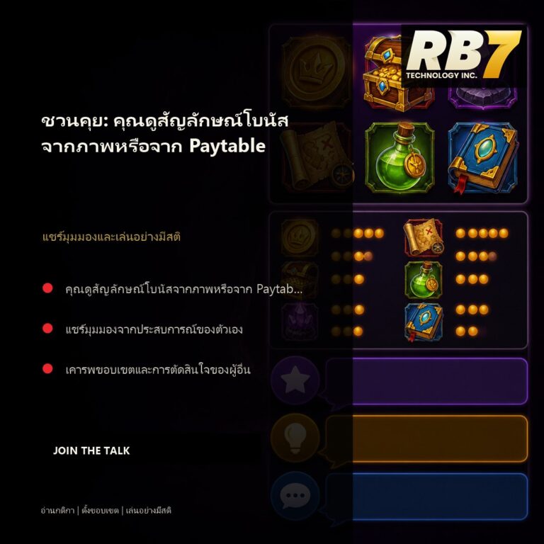 ชวนคุย: คุณดูสัญลักษณ์โบนัสจากภาพหรือจาก Paytable | RB7 Gaming