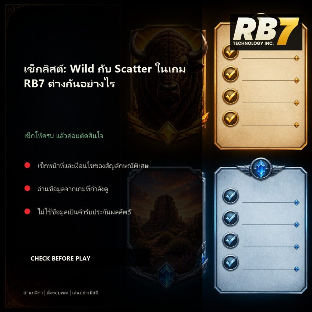 เช็กลิสต์: Wild กับ Scatter ในเกม RB7 ต่างกันอย่างไร | RB7 Gaming