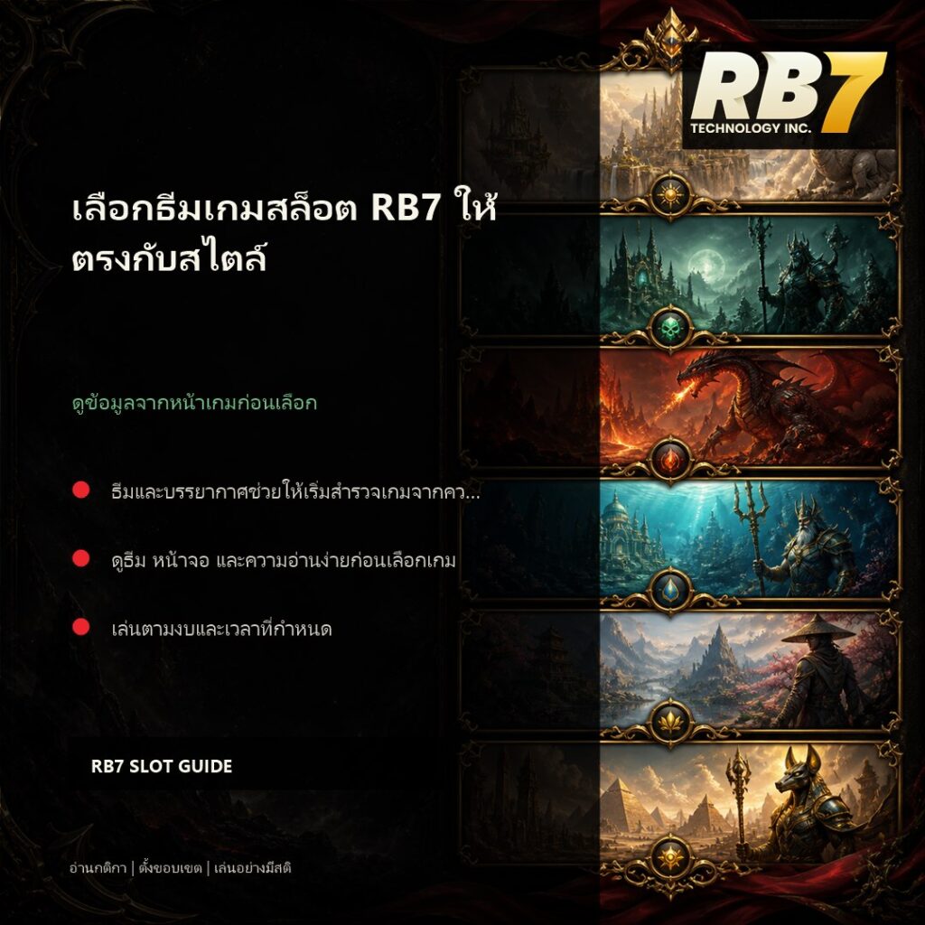 เลือกธีมเกมสล็อต RB7 ให้ตรงกับสไตล์ | RB7 Gaming