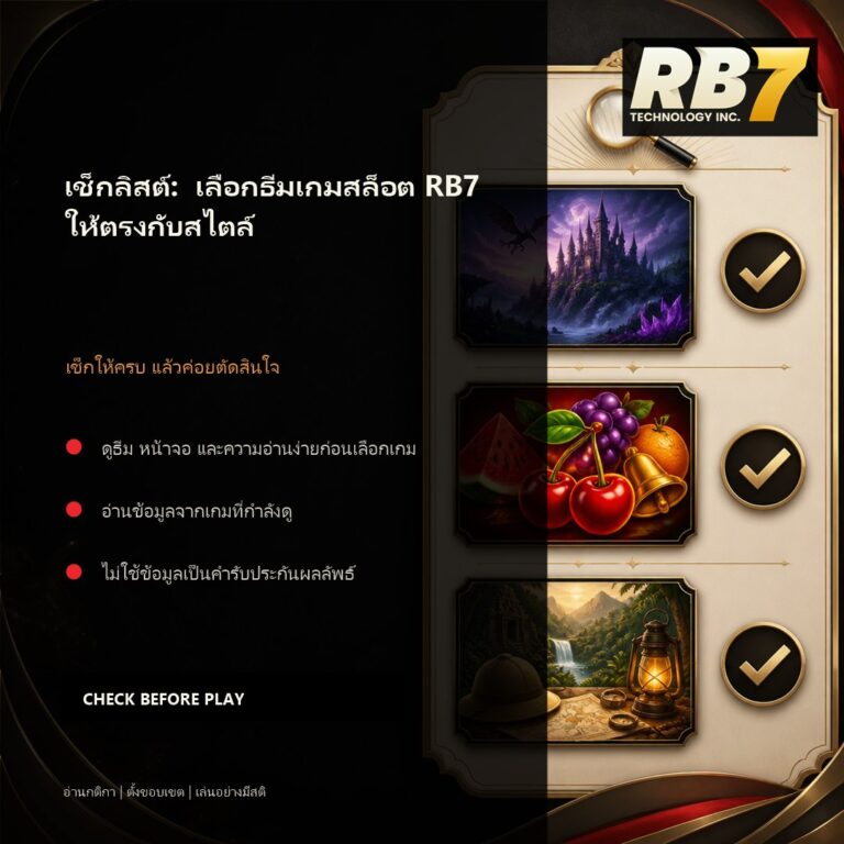 เช็กลิสต์: เลือกธีมเกมสล็อต RB7 ให้ตรงกับสไตล์ | RB7 Gaming