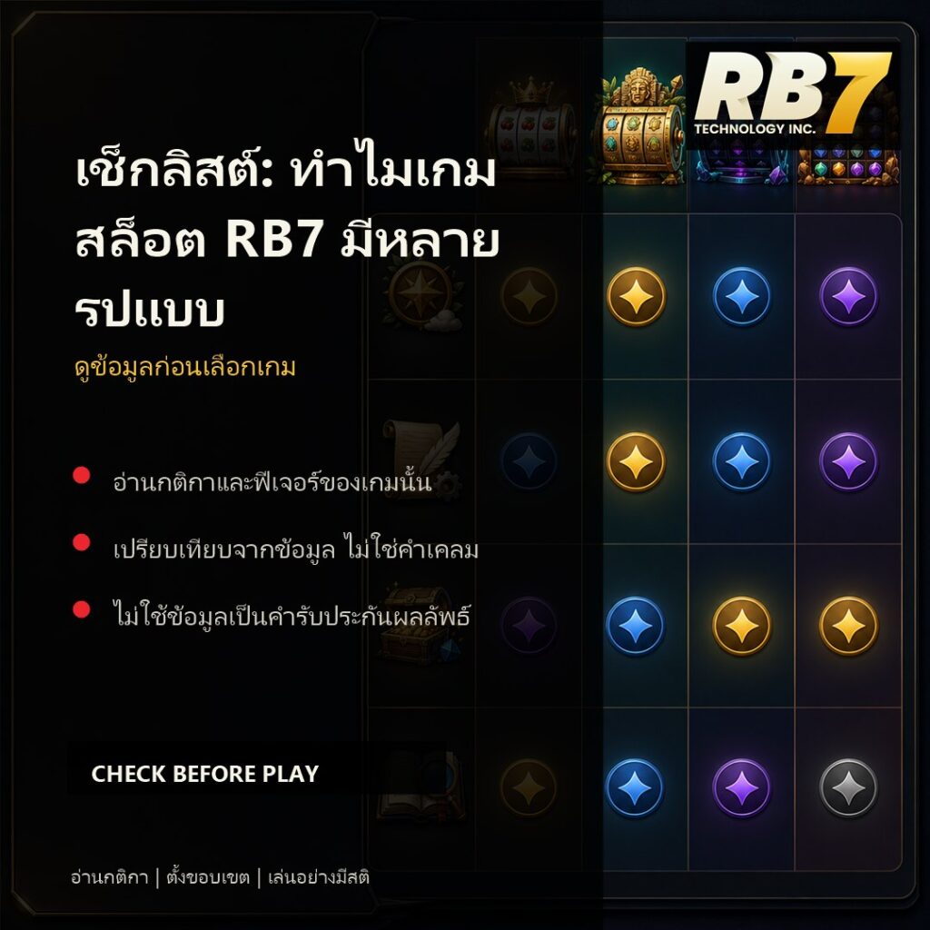 เช็กลิสต์: ทำไมเกมสล็อต RB7 มีหลายรูปแบบ | RB7 Gaming