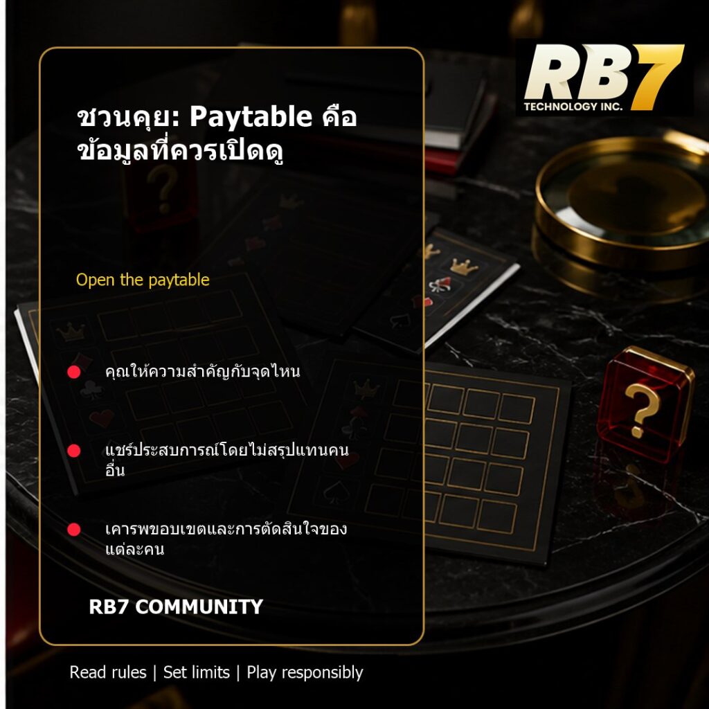ชวนคุย: Paytable คือข้อมูลที่ควรเปิดดู | RB7 Gaming
